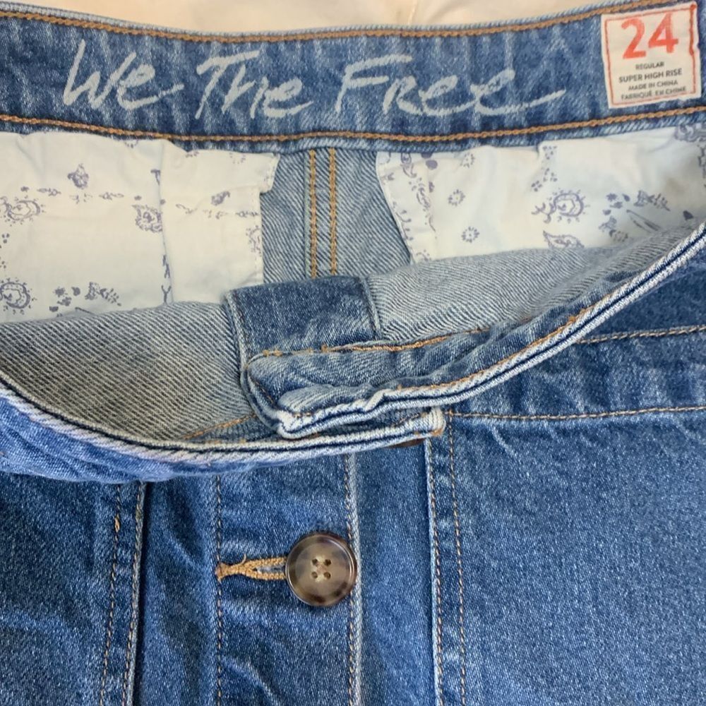 We The Free Blue Denim Skirt, button down, size 24 - Picture 5 of 10